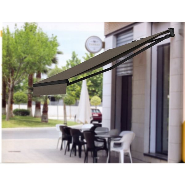 Multiple Awnings Brasilia Athena 12-ft Black Wall Mounted Motorised Retractable Awning with Motor on the Right