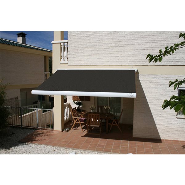 Multiple Awnings Brasilia Slim 10-ft White Wall Mounted Motorised Retractable Awning with Motor on the Right