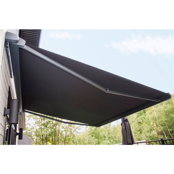 Multiple Awnings Brasilia Slim 12-ft Black Wall Mounted Motorised Retractable Awning with Motor on the Right