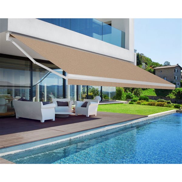 Multiple Awnings Brasilia Athena 12-ft White Wall Mounted Motorised Retractable Awning with Motor on the Right