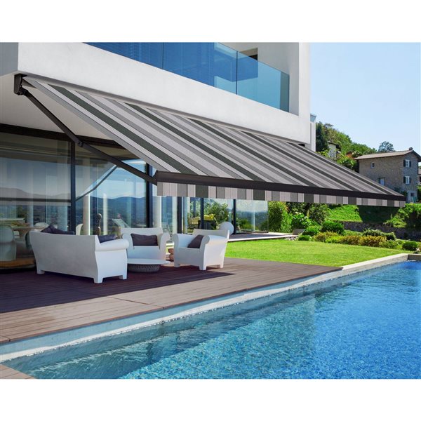 Multiple Awnings Brasilia Athena 10-ft Black Wall Mounted Motorised Retractable Awning with Motor on the Right