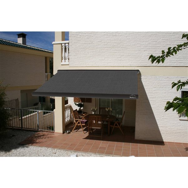 Multiple Awnings Brasilia Slim 14-ft Black Wall Mounted Motorised Retractable Awning with Motor on the Right