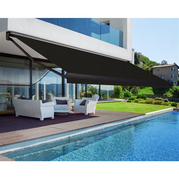 Multiple Awnings Brasilia Athena 16-ft Black Wall Mounted Motorised Retractable Awning with Motor on the Right