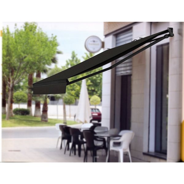 Multiple Awnings Brasilia Athena 16-ft Black Wall Mounted Motorised Retractable Awning with Motor on the Right