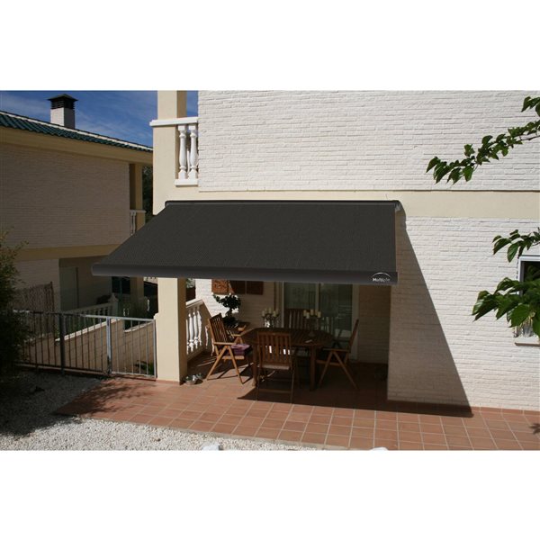 Multiple Awnings Brasilia Slim 10-ft Black Wall Mounted Motorised Retractable Awning with Motor on the Right