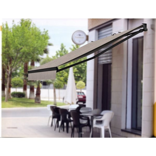 Multiple Awnings Brasilia Athena 14-ft Black Wall Mounted Motorised Retractable Awning with Motor on the Right