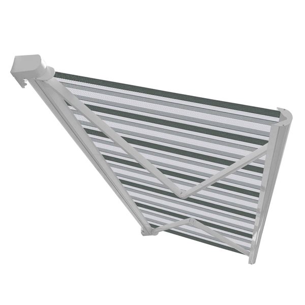 Auvent mural rétractable motorisé Brasilia Slim par Auvents Multiples blanc 12 pi avec moteur à droite