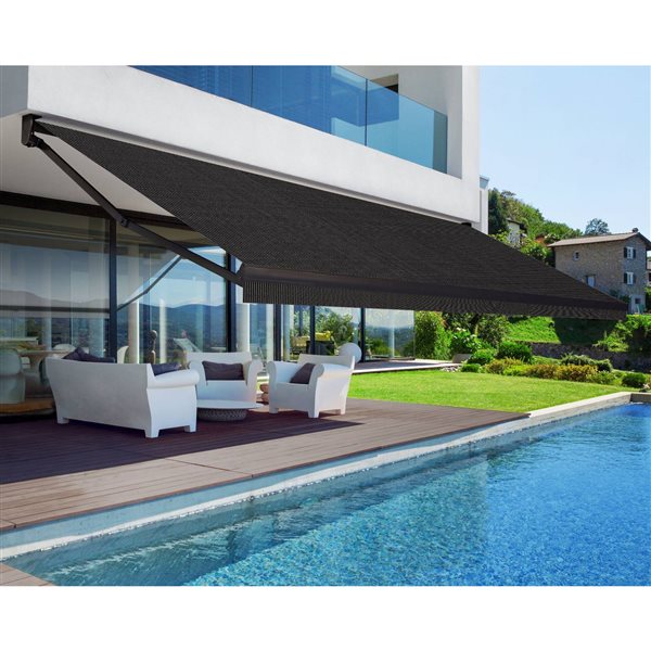 Multiple Awnings Brasilia Athena 12-ft Black Wall Mounted Motorised Retractable Awning with Motor on the Right