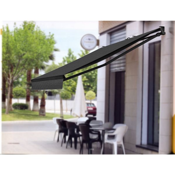 Multiple Awnings Brasilia Athena 12-ft Black Wall Mounted Motorised Retractable Awning with Motor on the Right