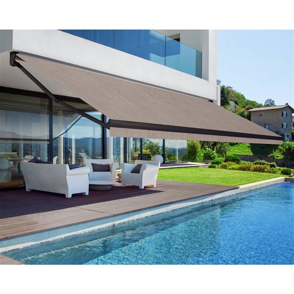 Multiple Awnings Brasilia Athena 12-ft Black Wall Mounted Motorised Retractable Awning with Motor on the Right