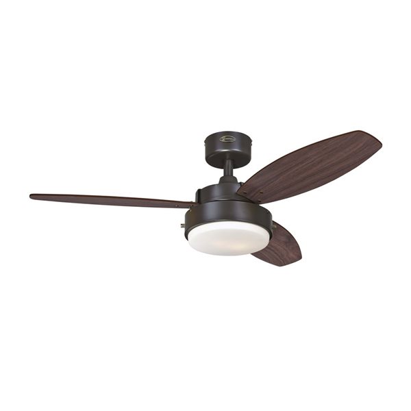 Westinghouse Alloy 42-in Brown/Oil-Rubbed Bronze 3-Blade 3-Speed Downrod Mount Indoor Ceiling Fan with LED