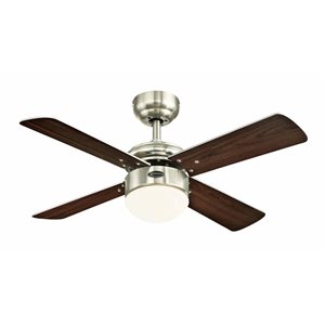 Westinghouse Colosseum 36-in Brown/Brushed Nickel 4-Blade 4-Speed Downrod Mount Indoor Ceiling Fan with LED