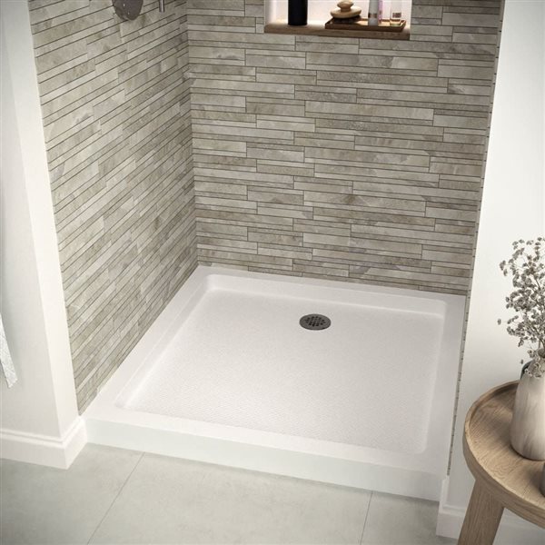 Streamline NT-121-36WH-AL 36 in. x 36 in. Alcove Acrylic Shower Base in Glossy White with Center Drain, Drain Included