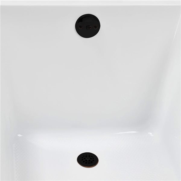 Streamline 66-in x 34-in Glossy White Acrylic Drop-In Bathtub with Matte Oil Rubbed Bronze External Drain