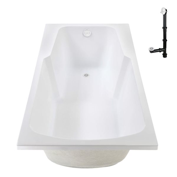 Baignoire encastrée Streamline en acrylique de 60 po x 32 po avec drain