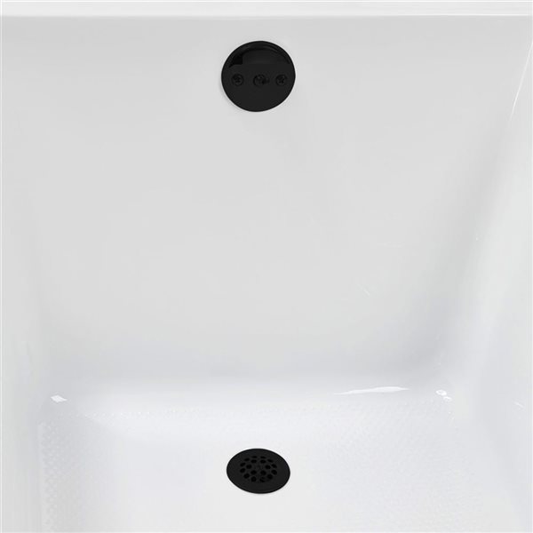 Streamline 66-in x 34-in Glossy White Acrylic Soaking Drop-In Bathtub with Matte Black External Drain