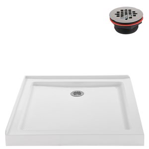 Streamline NT-131-36WH-RH 36 in. x 36 in. Corner Acrylic Shower Base in Glossy White with Right Hand Drain, Drain Included