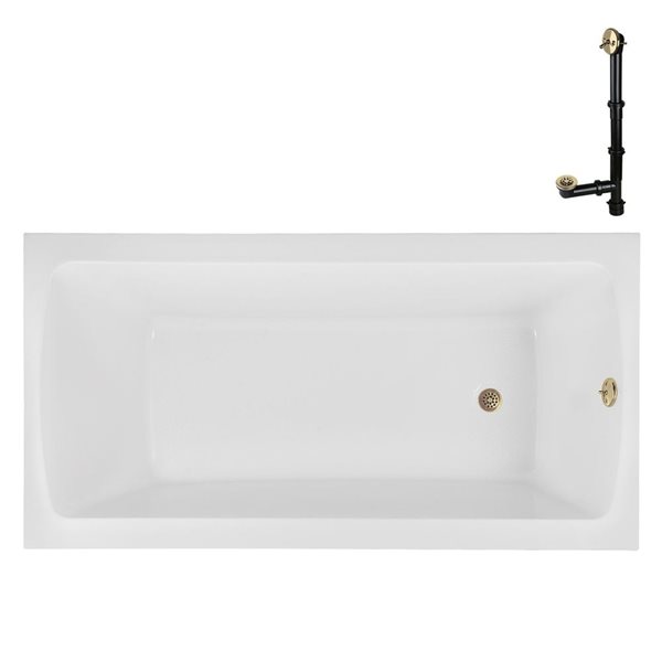 Streamline 60in x 32in Glossy White Acrylic Soaking DropIn Bathtub