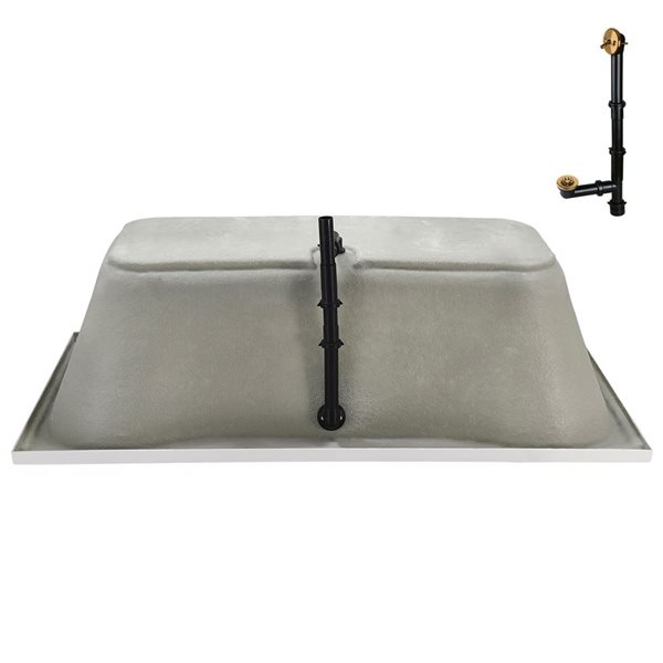 Streamline 66-in x 34-in Glossy White Acrylic Soaking Drop-In Bathtub with Brushed Gold External Drain