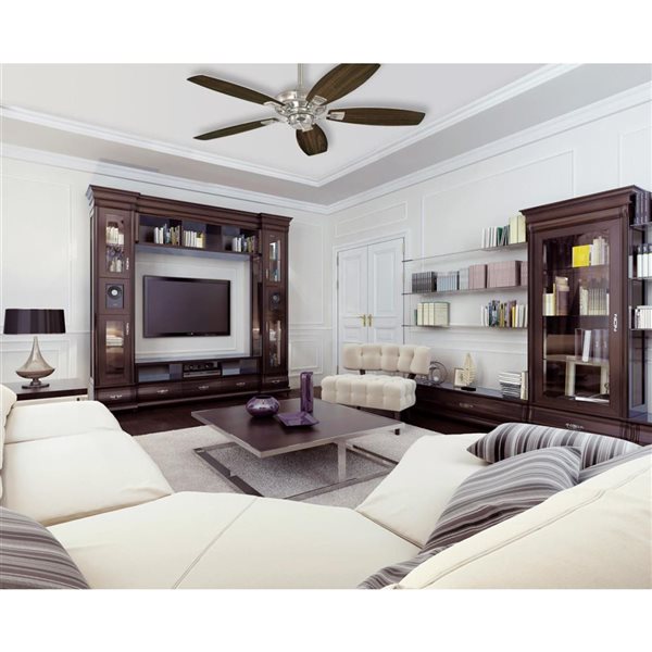 Westinghouse Aiden 52-in Dark Brown/Brushed Nickel 5-Blade 3-Speed Downrod Mount Indoor Ceiling Fan