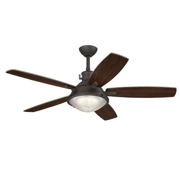 Westinghouse Oyster Bay 52-in Grey/Black Bronze 5-Blade 4-Speed Downrod Mount Indoor Ceiling Fan with LED