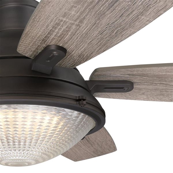 Westinghouse Oyster Bay 52-in Grey/Black Bronze 5-Blade 4-Speed Downrod Mount Indoor Ceiling Fan with LED