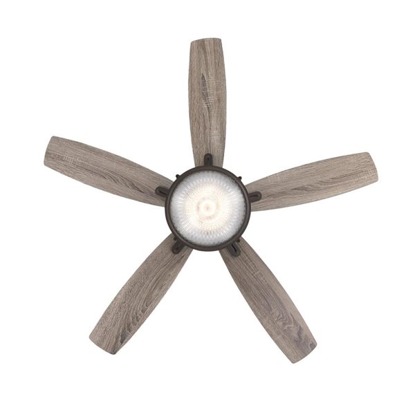 Westinghouse Oyster Bay 52-in Grey/Black Bronze 5-Blade 4-Speed Downrod Mount Indoor Ceiling Fan with LED