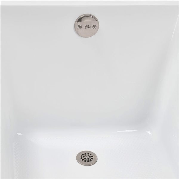 Streamline 72 x 36-in Acrylic Soaking Drop-In Glossy White Bathtub w/ External Drain in Brushed Nickel