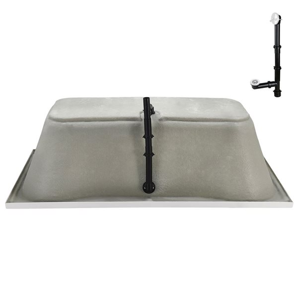 Streamline 72 x 36-in Acrylic Soaking Drop-In Glossy White Bathtub with External Drain, Glossy White