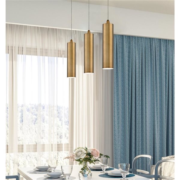 Westinghouse Lighting Rayman 1-Light Brushed Brass Indoor Integrated LED Mini Pendant Light