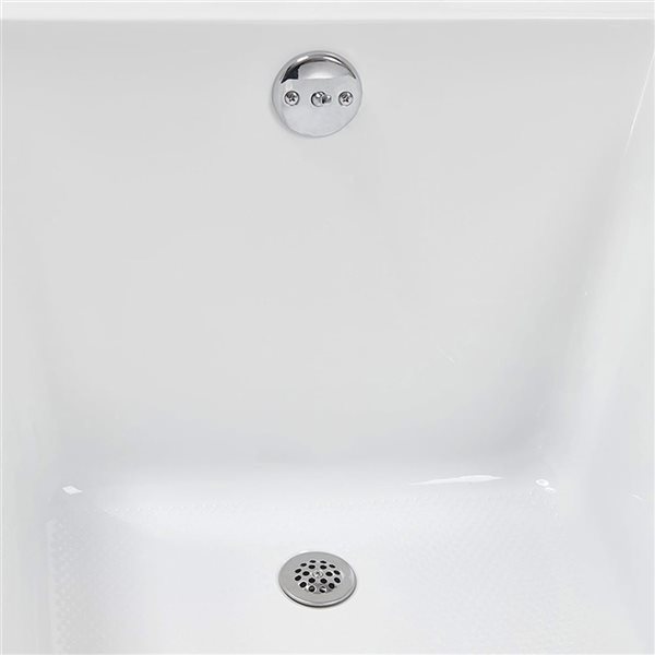 Streamline 72 x 36 x 22.8-in Acrylic Soaking Drop-In Bathtub, Glossy White w/ External Drain, Polished Chrome