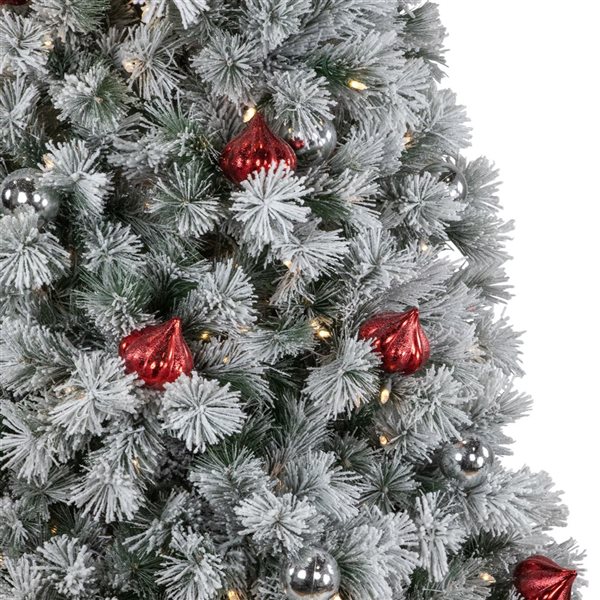 Pre-Lit Snowy Bristle Pine Artificial Christmas Tree - 7.5-ft - Warm White LED Lights