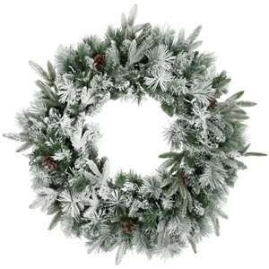 Flocked Rosemary Emerald Angel Pine Artificial Christmas Wreath - 30-in - Unlit