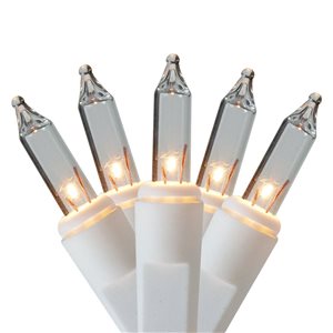 300 Clear Mini Icicle Heavy-Duty Commercial Grade Christmas Lights - 18-ft White Wire
