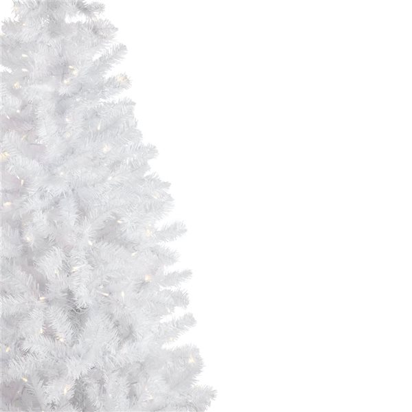 6.5-ft Pre-Lit Pencil White Georgian Pine Artificial Christmas Tree  Warm White LED Lights