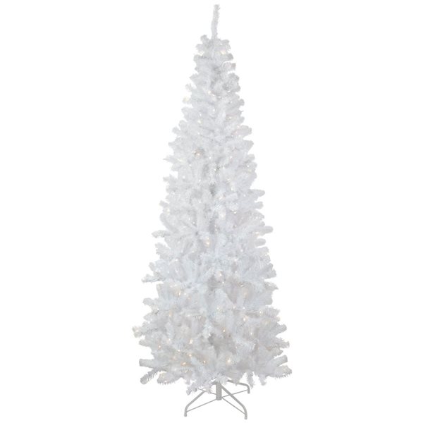 6.5-ft Pre-Lit Pencil White Georgian Pine Artificial Christmas Tree  Warm White LED Lights