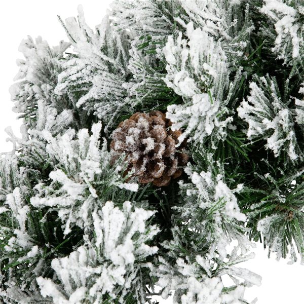 36-in Snowy Flocked Angel Pine with Pine Cones Artificial Christmas Wreath - Unlit