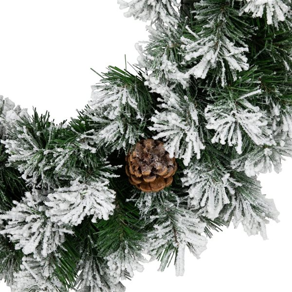 36-in Snowy Flocked Angel Pine with Pine Cones Artificial Christmas Wreath - Unlit