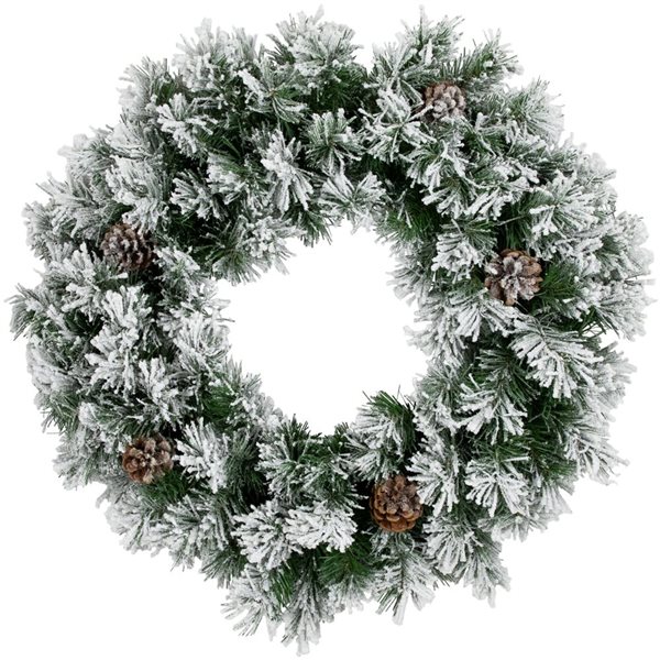 36-in Snowy Flocked Angel Pine with Pine Cones Artificial Christmas Wreath - Unlit