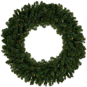 Pre-Lit Canadian Pine Artificial Christmas Wreath 36-in Multi Lights