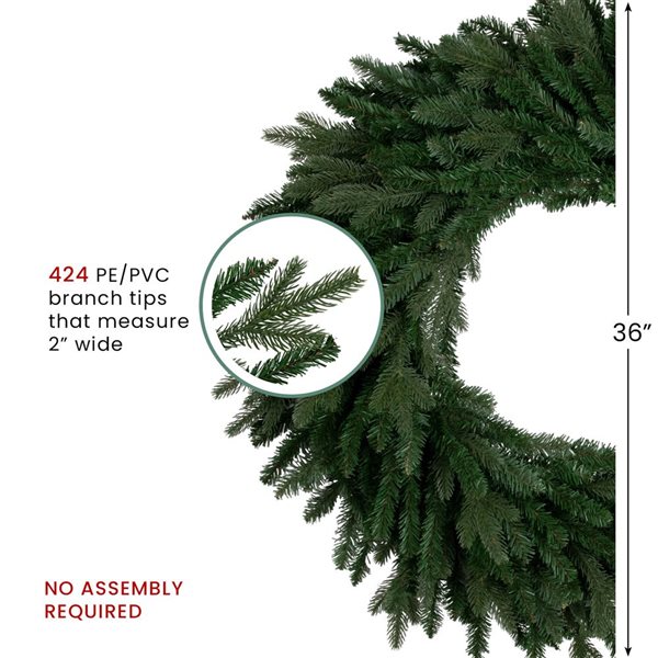Real Touch(TM) Grande Spruce Artificial Christmas Wreath - Unlit - 36-in