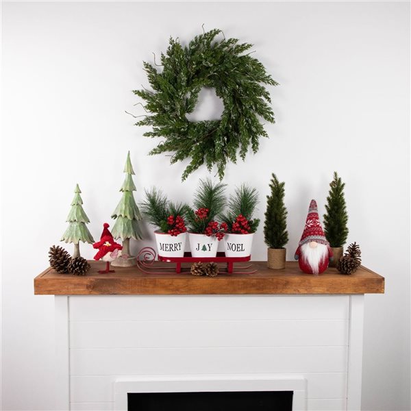 Iced Cedar Artificial Christmas Wreath - 24-in - Unlit