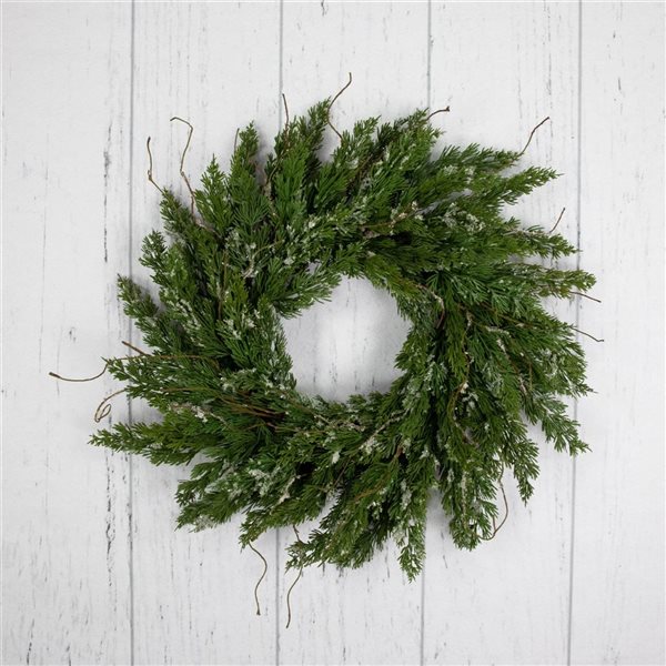 Iced Cedar Artificial Christmas Wreath - 24-in - Unlit