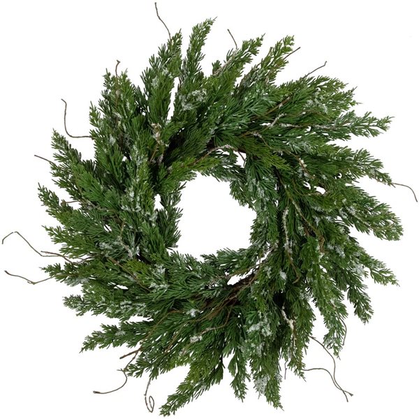 Iced Cedar Artificial Christmas Wreath - 24-in - Unlit