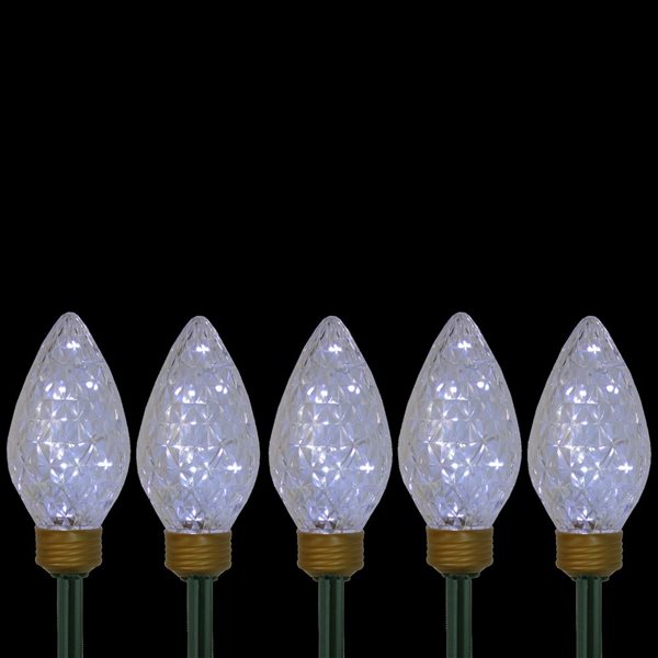 5ct LED Lighted C9 Christmas Pathway Marker Lawn Stakes - Clear Lights