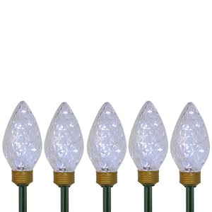 5ct LED Lighted C9 Christmas Pathway Marker Lawn Stakes - Clear Lights