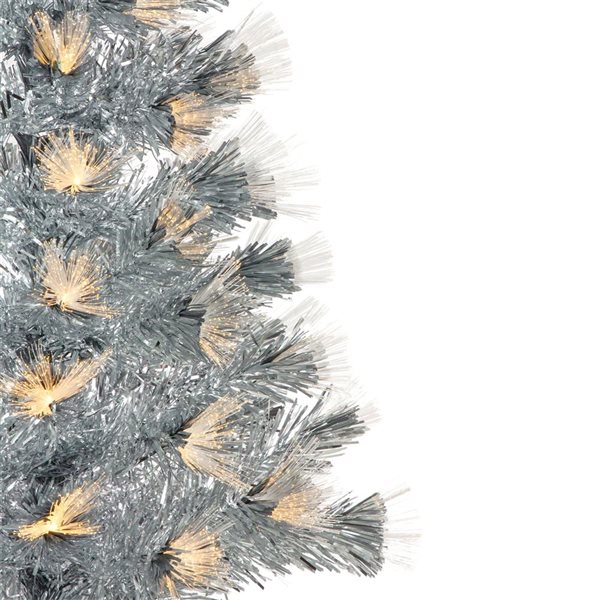 3-ft Pre-Lit Silver Fiber Optic Artificial Christmas Tree  Warm White Lights