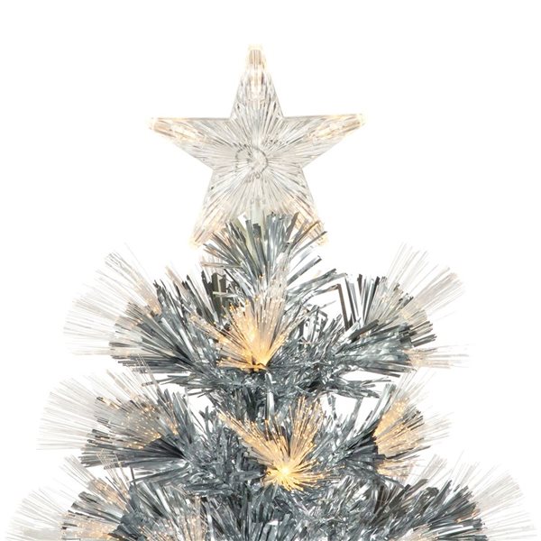 3-ft Pre-Lit Silver Fiber Optic Artificial Christmas Tree  Warm White Lights