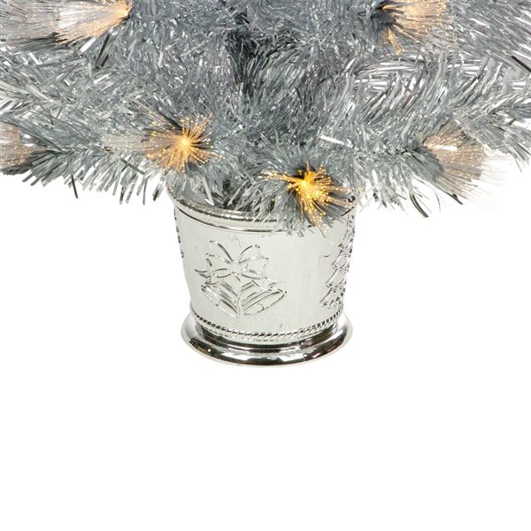 3-ft Pre-Lit Silver Fiber Optic Artificial Christmas Tree  Warm White Lights