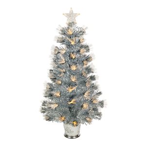 3-ft Pre-Lit Silver Fiber Optic Artificial Christmas Tree  Warm White Lights